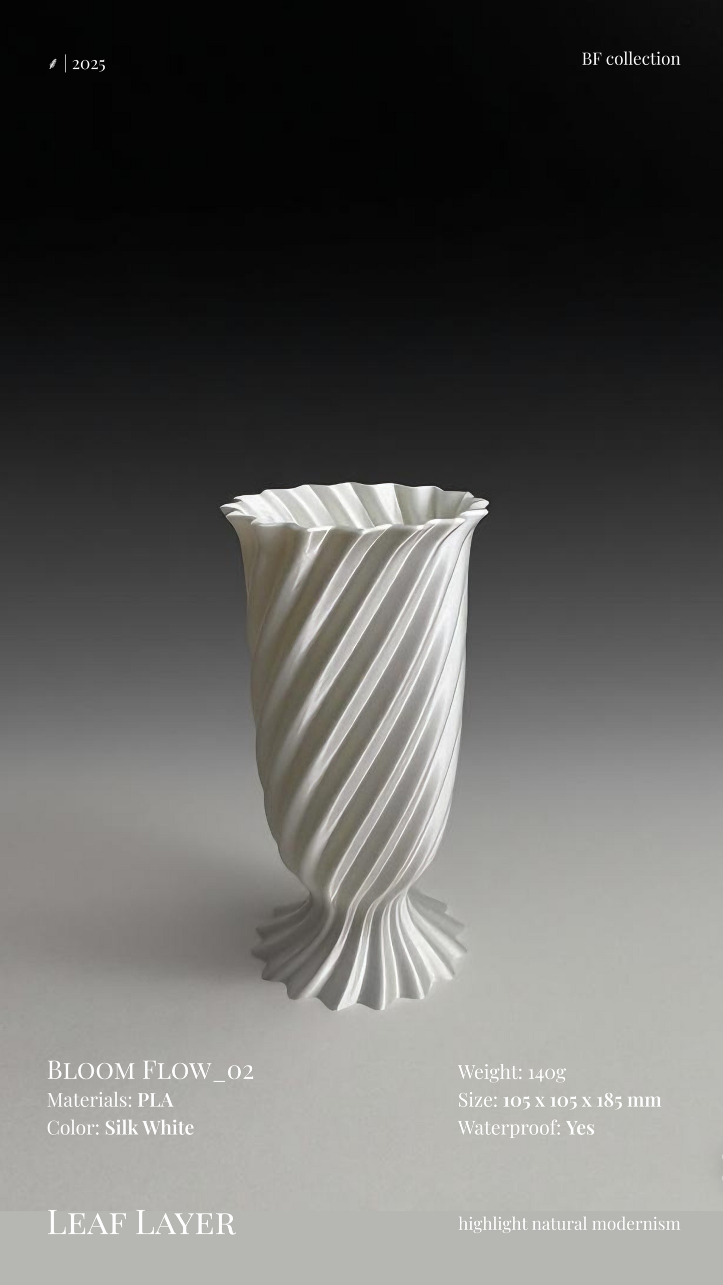 Bloom Flow Vase 02 Silk White