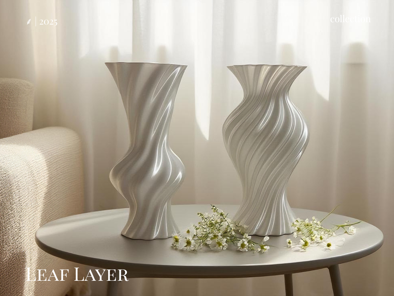 Bloom Flow Vase 01-M Silk White