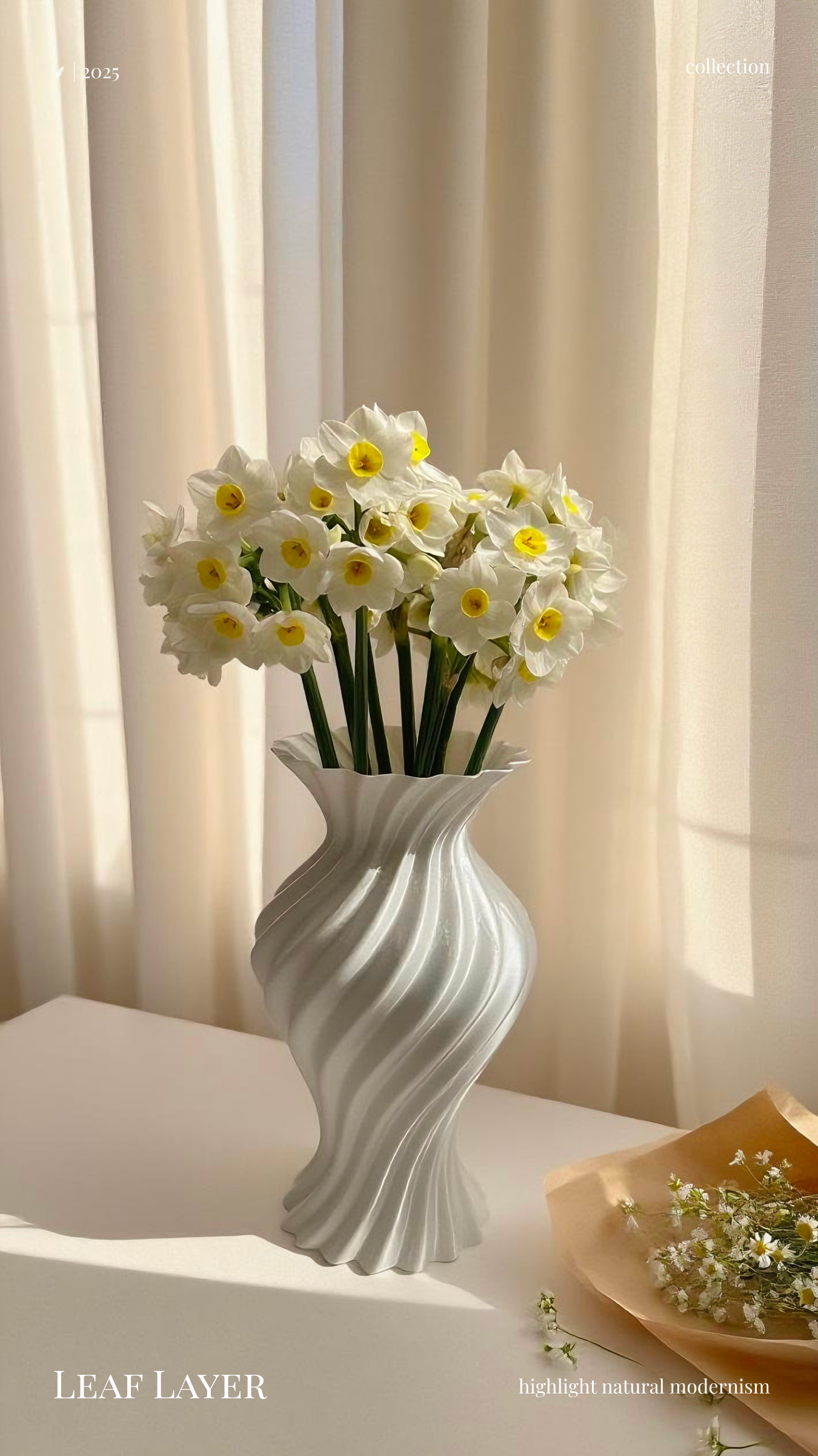 Bloom Flow Vase 01-L Silk White