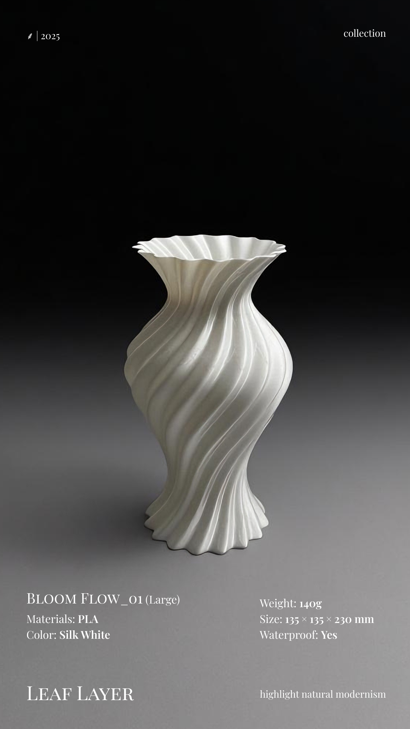 Bloom Flow Vase 01-L Silk White